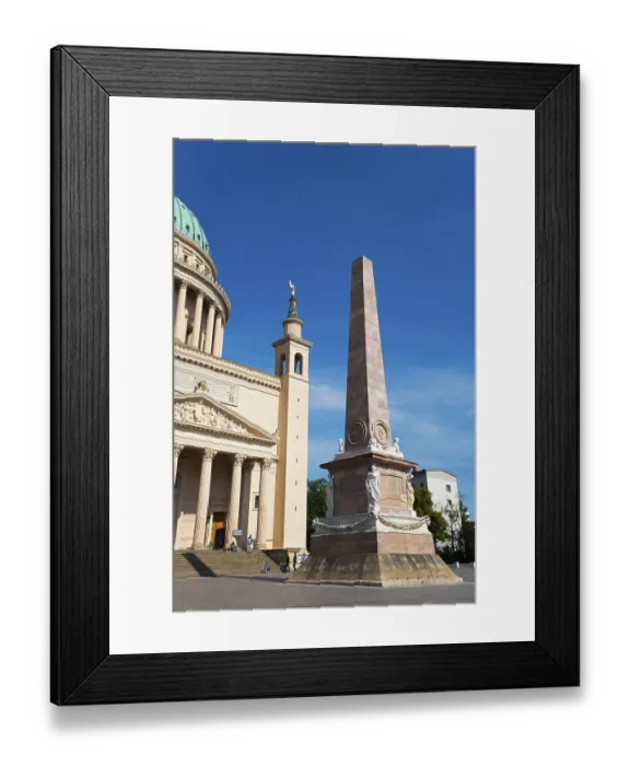 Framed Print : High obelisk next to an architectural masterpiece with dome Framed Print : High obelisk next to an architectural masterpiece with dome