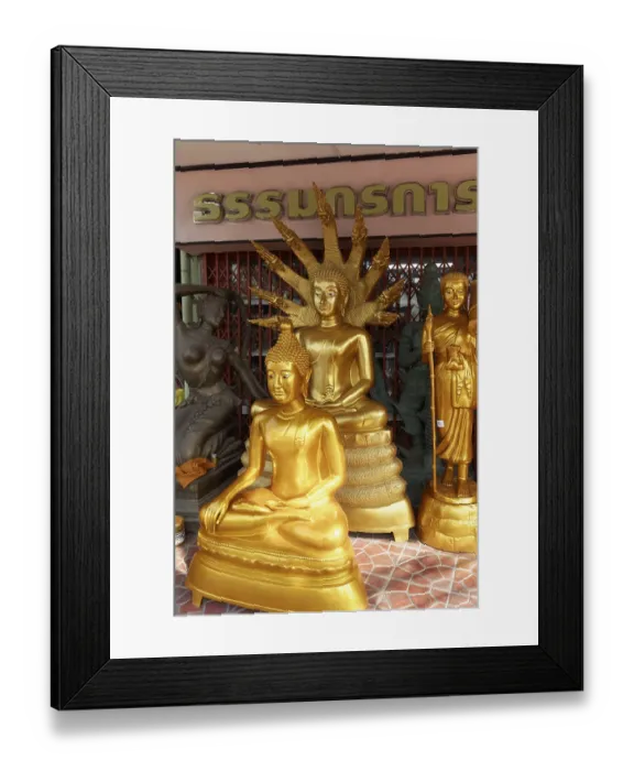 Framed Print : Buddha statues for sale, devotional business in the Buddha Road Framed Print : Buddha statues for sale, devotional business in the Buddha Road