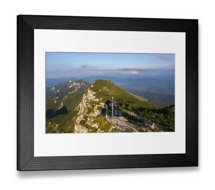 Framed Print : Benediktenwand summit cross, mountains and landscape