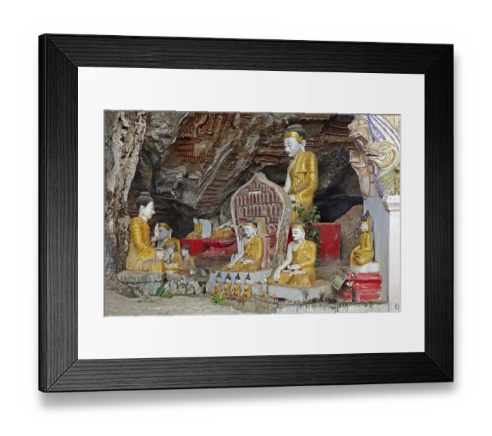 Framed Print : Buddha statues in the Kawgun cave Framed Print : Buddha statues in the Kawgun cave