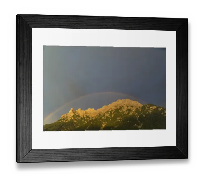 Framed Print : Rainbow over the Karwendel mountains