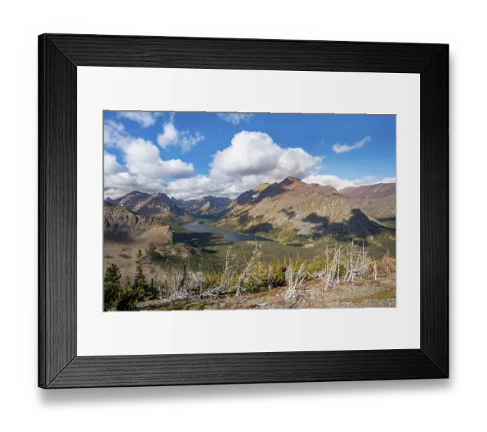 Framed Print : View of Two Medicine Lake with dead trees Framed Print : View of Two Medicine Lake with dead trees