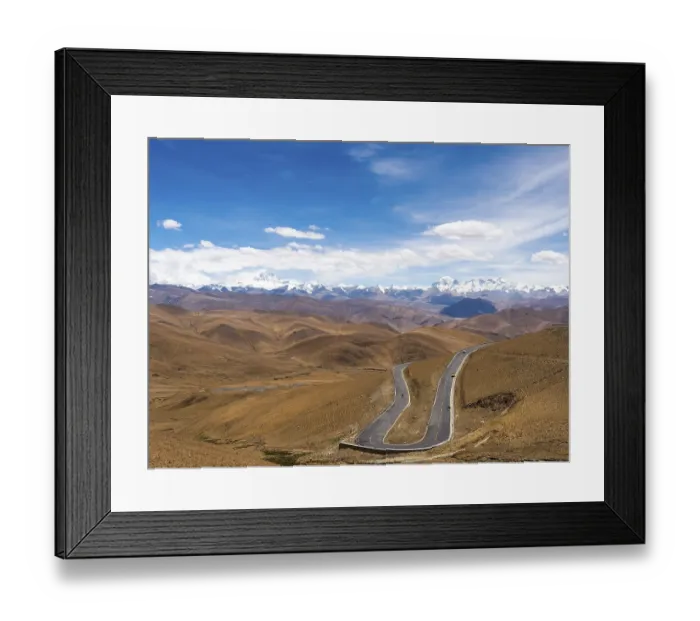 Framed Print : Road to the mountain range of the eight-thousanders Framed Print : Road to the mountain range of the eight-thousanders