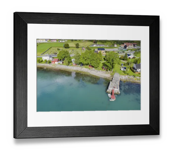 Framed Print : Campsite at the Sognefjord with pier for leisure boat Framed Print : Campsite at the Sognefjord with pier for leisure boat
