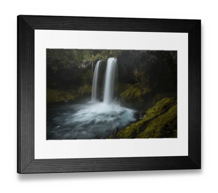 Framed Print : Waterfall in dense vegetation, Koosah Falls