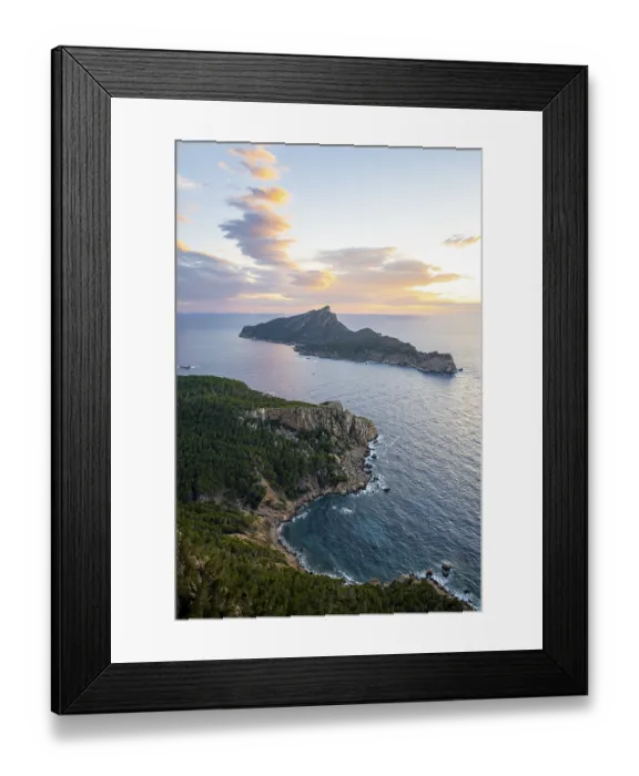 Framed Print : View of mountains and coast with sea