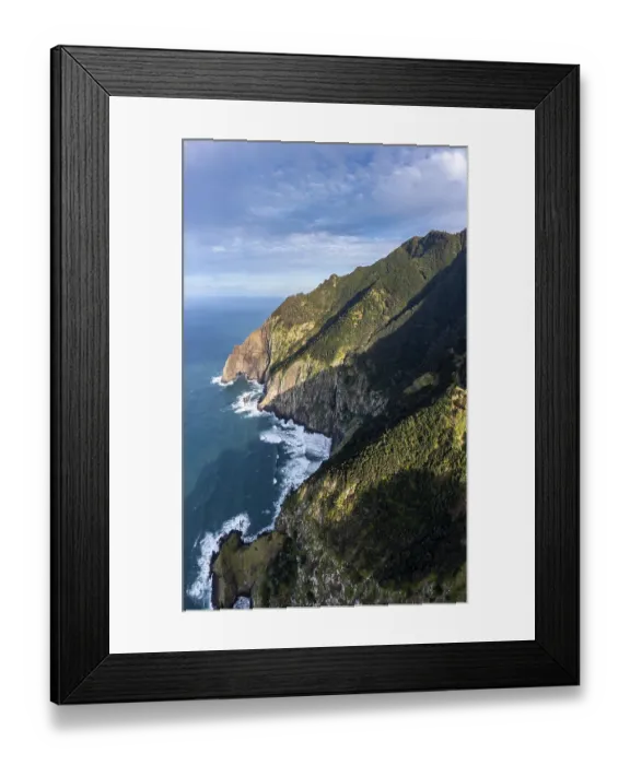 Framed Print : View of cliffs and mountains overgrown with forest