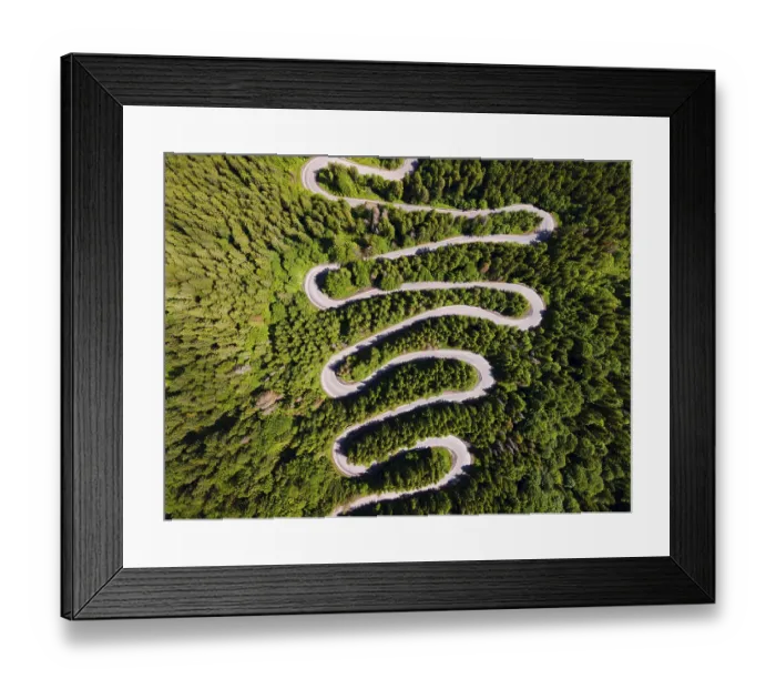 Framed Print : Aerial view, pass road, Bratocea Pass