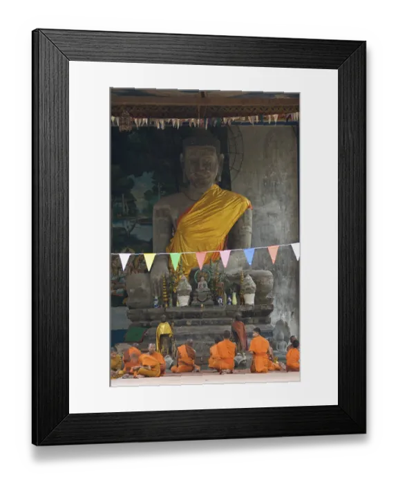 Framed Print : Buddhist monks inside a temple Framed Print : Buddhist monks inside a temple