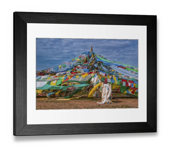 Framed Print : Praying flags along the road from Gerze to Tsochen