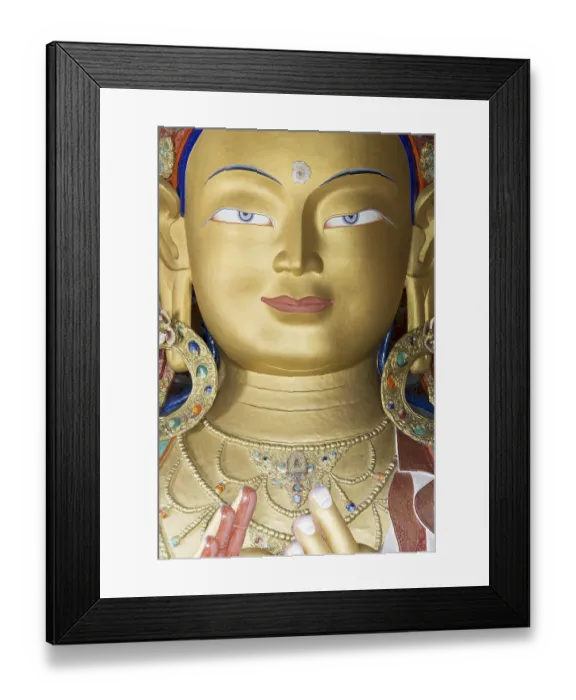 Framed Print : Buddha statue, Maitreya, Yellow Hat Monastery Tikse
