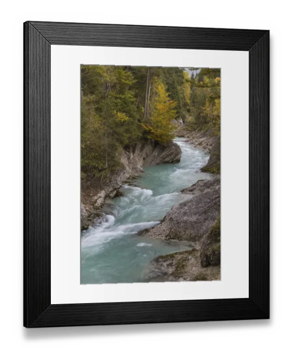 Framed Print : Rissbach creek flowing fast through the Riss valley