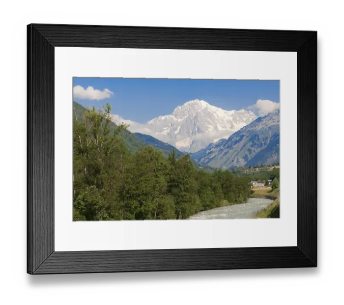 Framed Print : River Dora Baltea and Mont Blanc