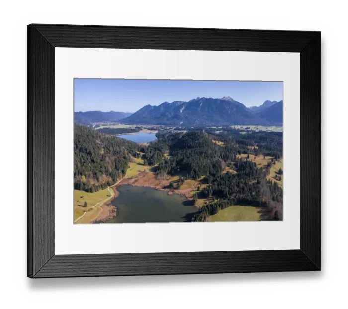 Framed Print : Aerial view, Geroldsee and Barmsee near Kruen
