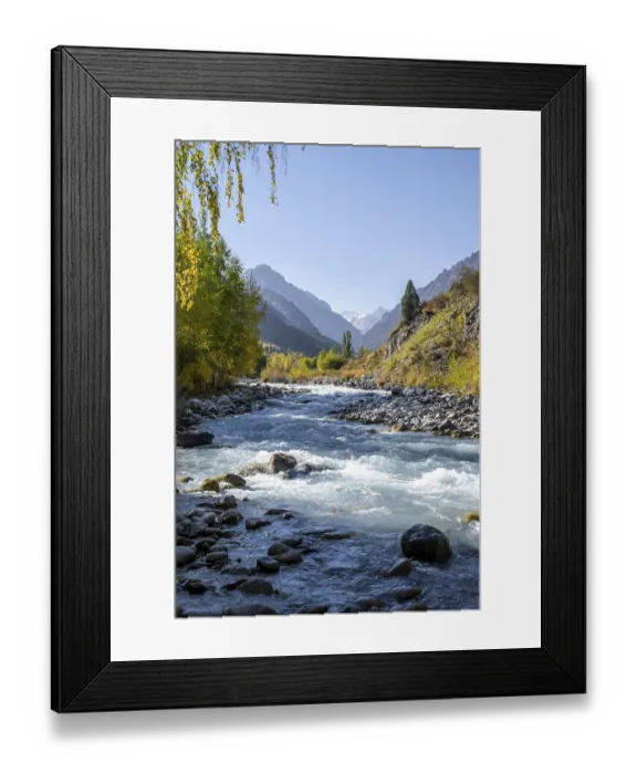 Framed Print : Mountain stream Ala Archa flows through the Ala Archa valley Framed Print : Mountain stream Ala Archa flows through the Ala Archa valley