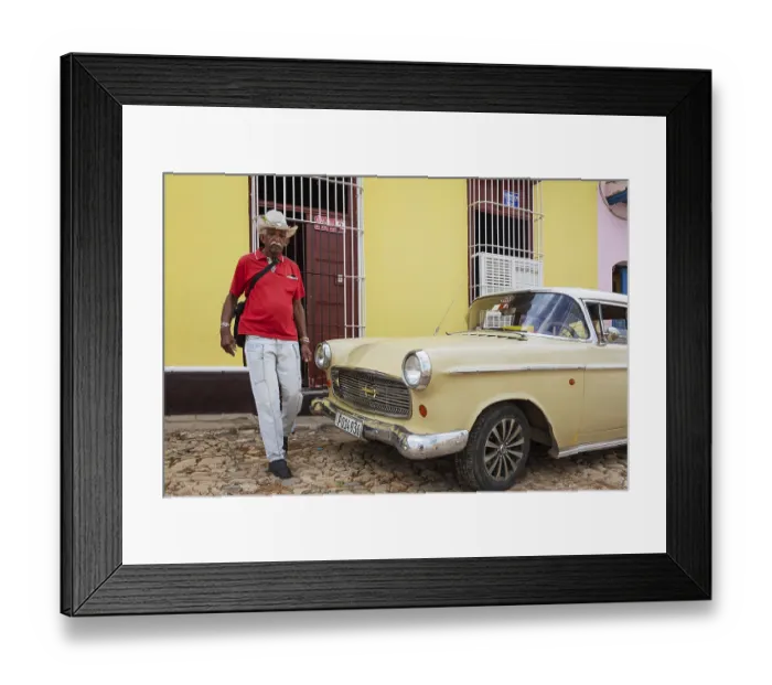 Framed Print : Classic car Opel Kapitaen and passer-by Framed Print : Classic car Opel Kapitaen and passer-by