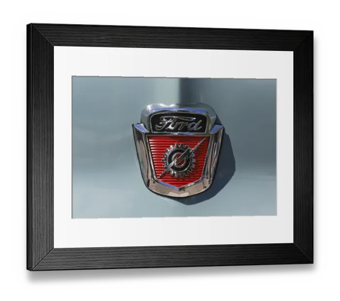 Framed Print : Emblem Ford F 100 Pickup, V8, vintage car Framed Print : Emblem Ford F 100 Pickup, V8, vintage car
