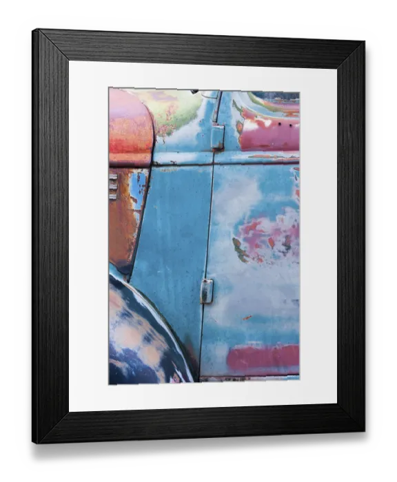 Framed Print : Car, colourful paint pattern, vintage car
