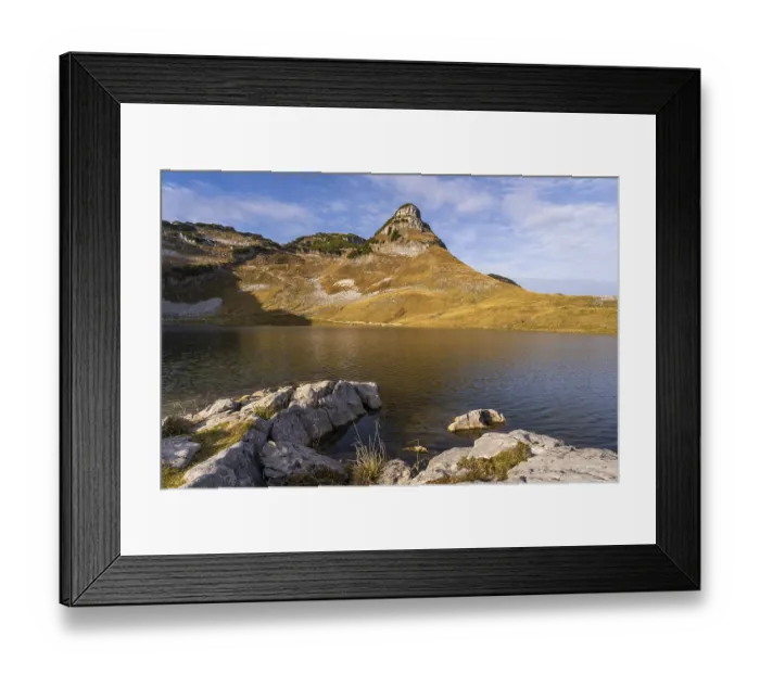 Framed Print : Lake Augstsee and the Atterkogel mountain on the Loser