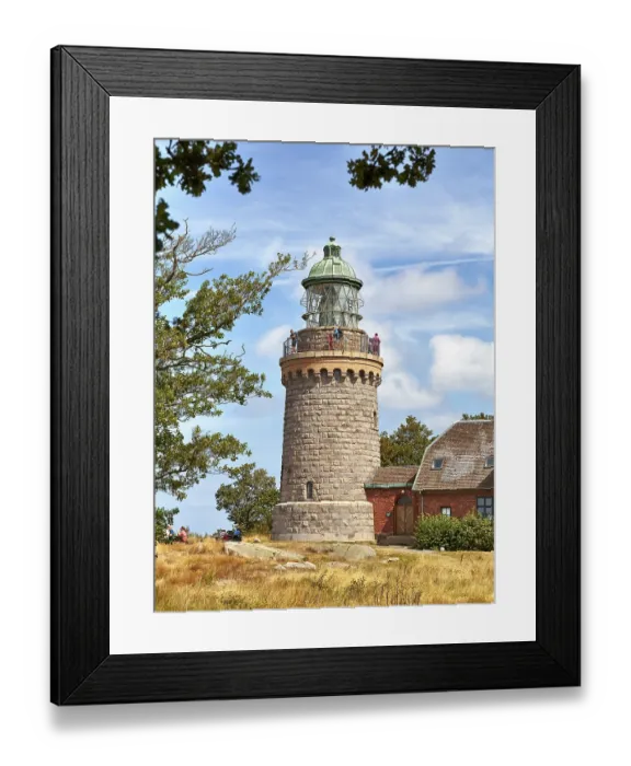 Framed Print : Lighthouse Hammeren Fyr with visitors Framed Print : Lighthouse Hammeren Fyr with visitors
