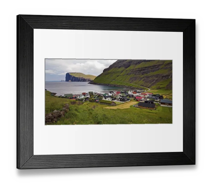 Framed Print : The small village of Tjornuvik with view of the Atlantic Ocean Framed Print : The small village of Tjornuvik with view of the Atlantic Ocean