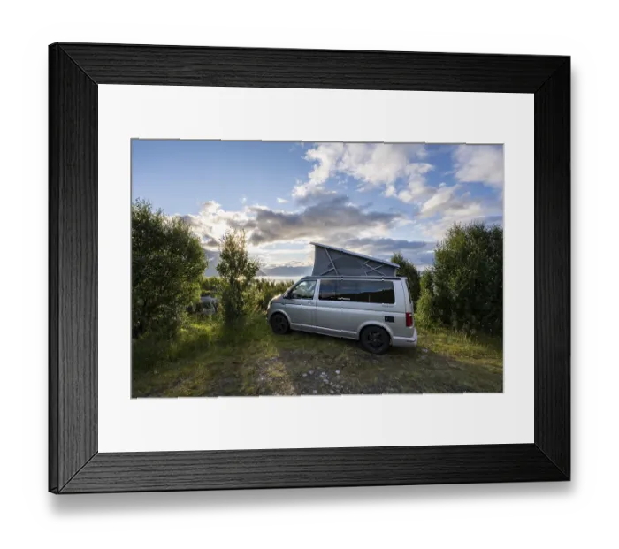 Framed Print : Camper, VW California, Lyngen, Ullsfjord