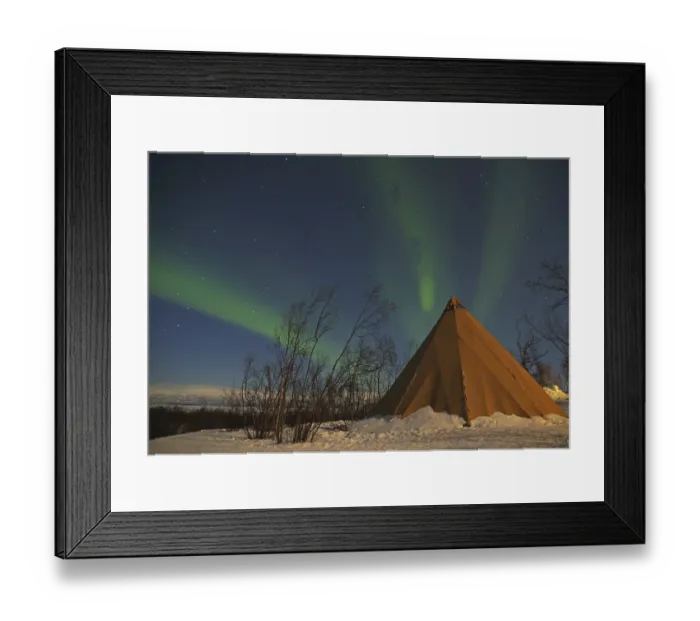 Framed Print : Tent in wintry landscape, Northern Lights