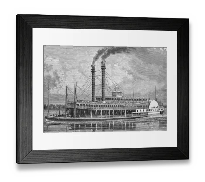 Framed Print : The Great Republic a paddle steamer on the Mississippi River