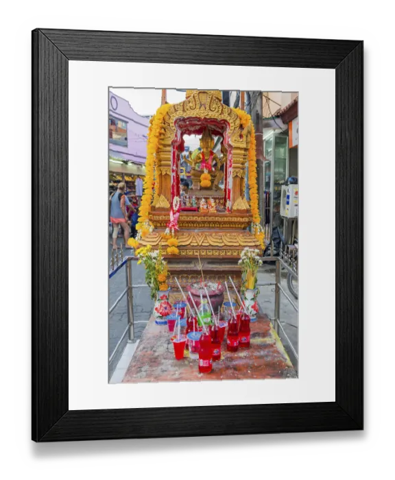 Framed Print : Small Buddhist temple with offering Framed Print : Small Buddhist temple with offering