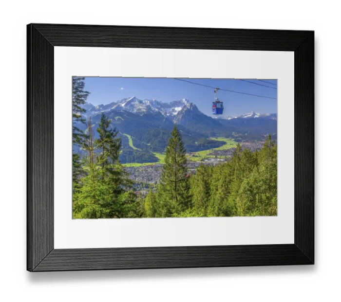 Framed Print : Wankbahn with view from Wank 1780m to valley