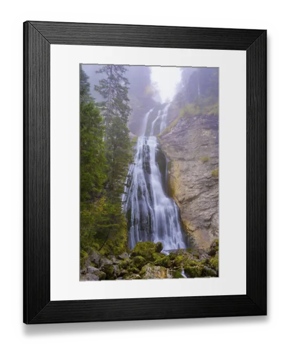 Framed Print : Kenzen waterfall in autumn, Ammergebirge