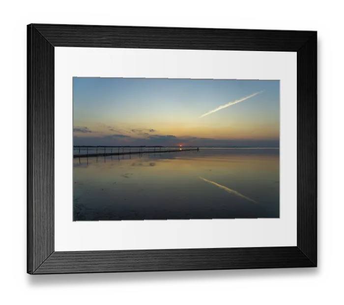 Framed Print : Sunset on a jetty in the Limfjord near Hvalpsund Framed Print : Sunset on a jetty in the Limfjord near Hvalpsund