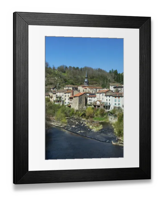 Framed Print : Olliergues village. View on the village on river Dore Framed Print : Olliergues village. View on the village on river Dore