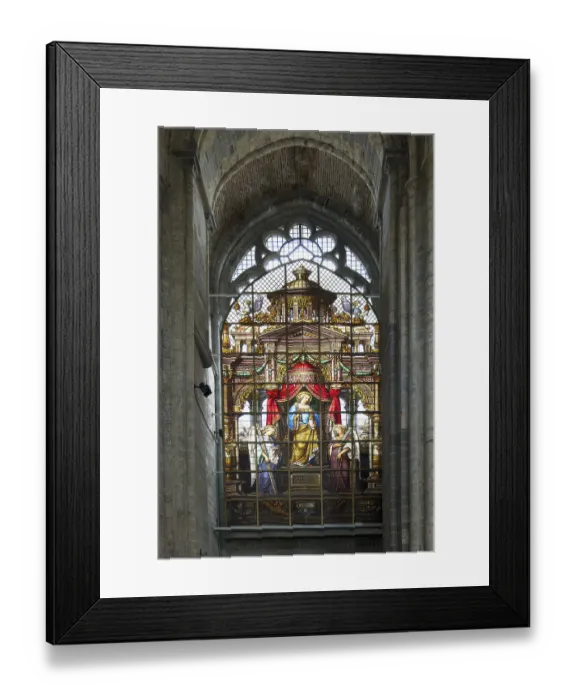 Framed Print : Gothic St. Nicholas Church, Stained-glass window
