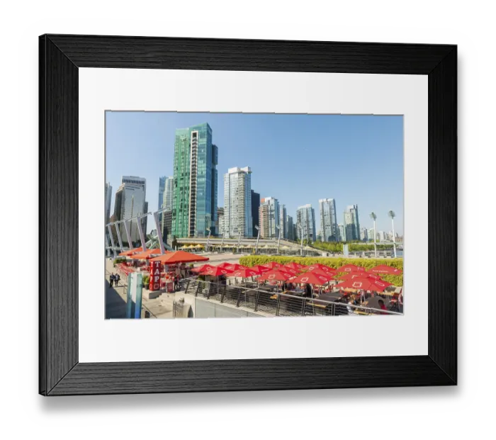 Framed Print : Place Jack Poole Plaza, restaurant