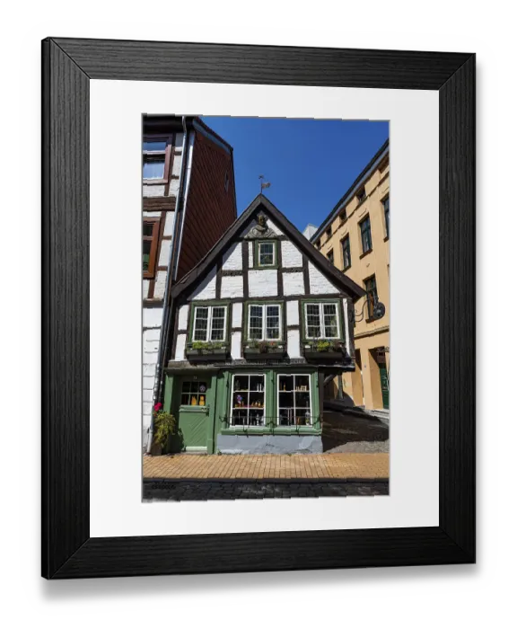 Framed Print : Tiny little half timbered house in the old town of Schwerin