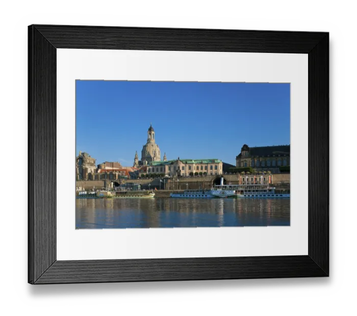 Framed Print : Dresden Silhouette View from Neustaetter Elbufer to Dresden Old Town Framed Print : Dresden Silhouette View from Neustaetter Elbufer to Dresden Old Town