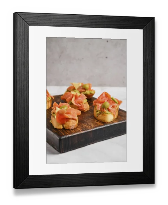 Framed Print : Closeup view of sandwich with salmon and mashed avocado Framed Print : Closeup view of sandwich with salmon and mashed avocado