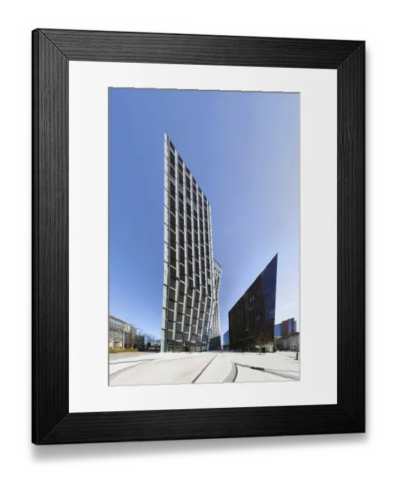 Framed Print : Dancing towers, modern office buildings