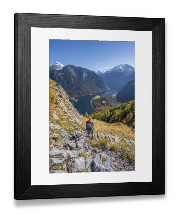 Framed Print : Panoramic view of the Koenigssee from the Rinnkendlsteig