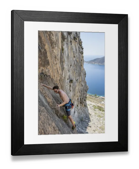 Framed Print : Armeos sector, rock face climbing