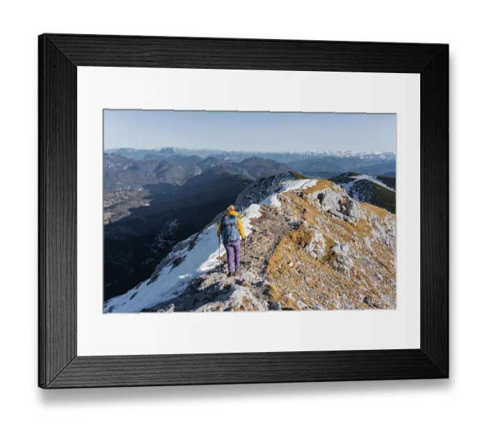 Framed Print : Climber walking along mountain ridge Framed Print : Climber walking along mountain ridge