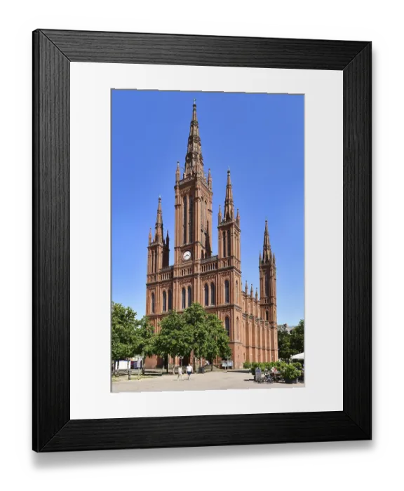 Framed Print : Wiesbaden, Germany, July 2021: Neo-Gothic protestant church called Marktkirche