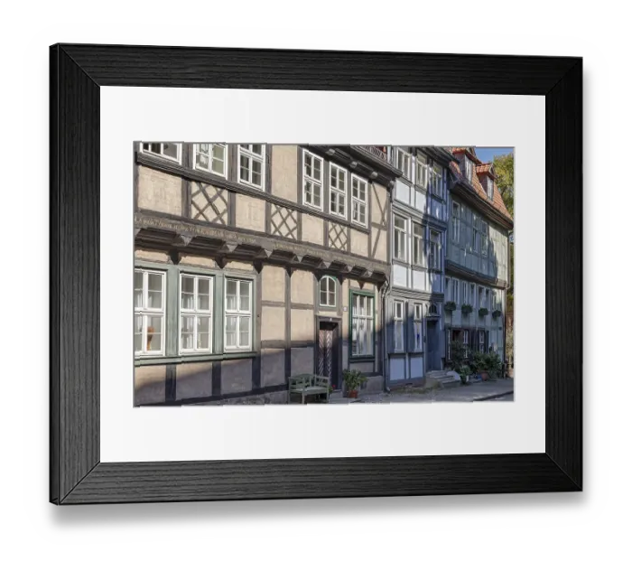 Framed Print : Half-timbered houses, old town