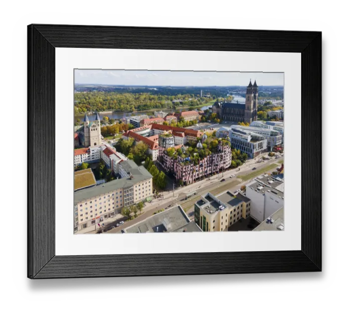 Framed Print : Drone shot, Green Citadel, Hundertwasser House