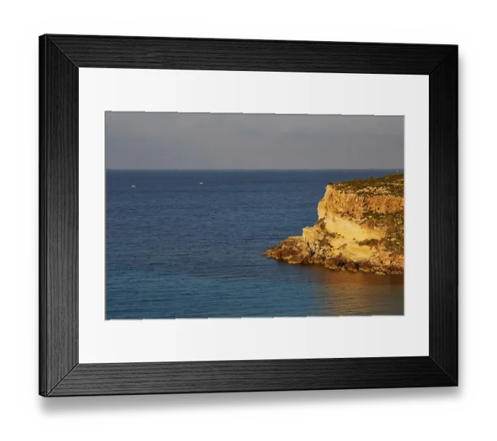 Framed Print : Telephoto, cliff section, seagulls