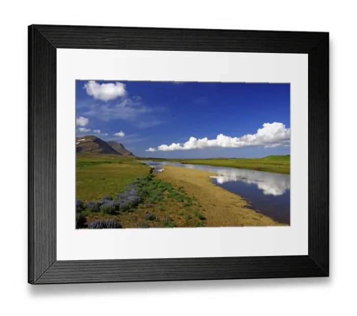 Framed Print : Clouds perfectly reflected in a calm stream Framed Print : Clouds perfectly reflected in a calm stream