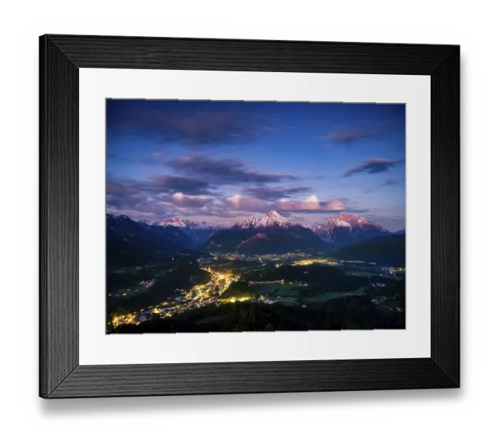 Framed Print : Starry sky at dawn over the valley basin of Berchtesgaden