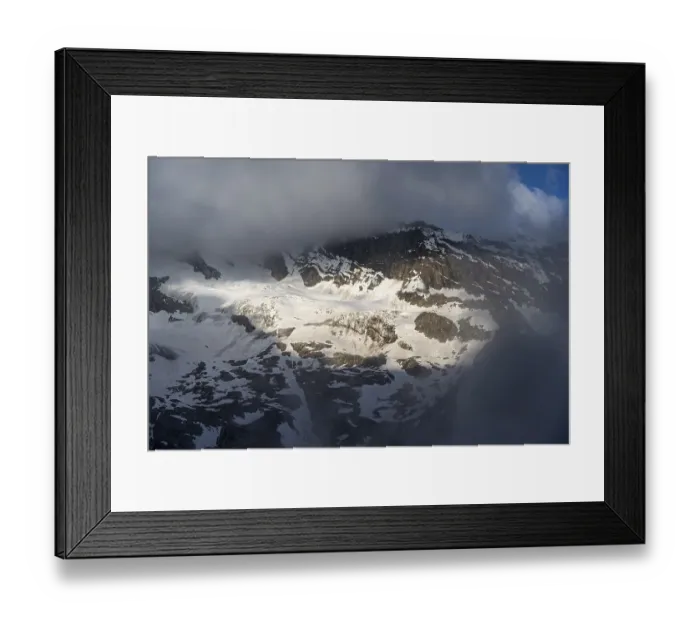 Framed Print : Cloudy mountain landscape, Griesferner summit with glacier