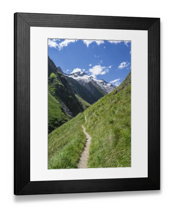 Framed Print : Hiking trail in the Umbaltal valley